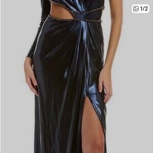 Marchesa Shimmering One-Shoulder Maxi Dress